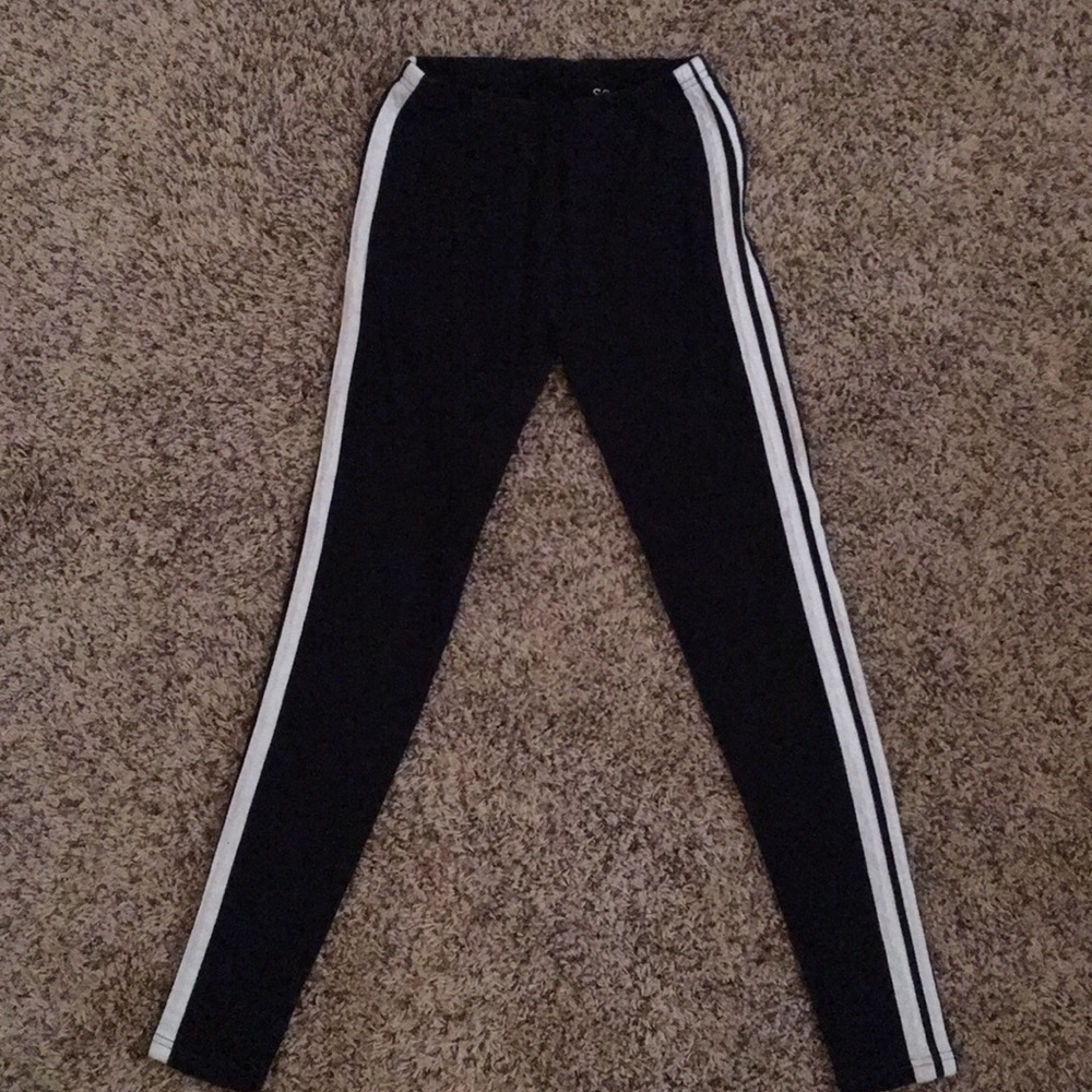 SO Black with White Striped Leggings